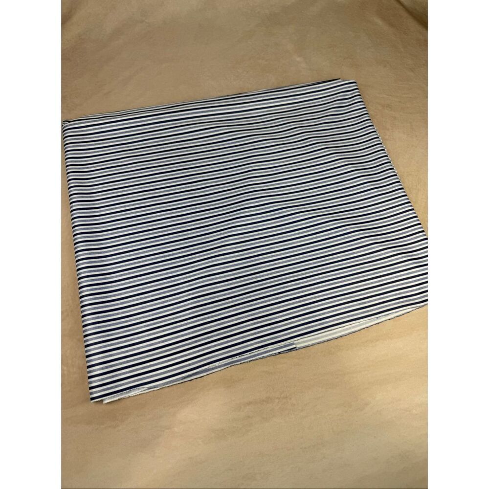 Vintage Blue Striped Fabric Pinstripe 60x72” Polyester Blend
